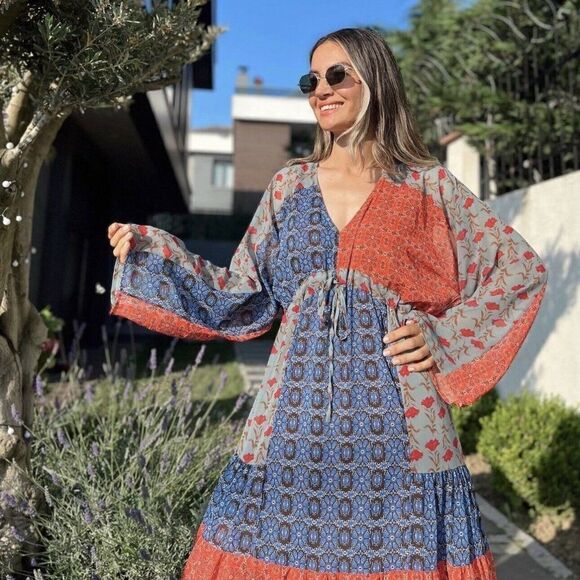 Zara Printed Patchwork Dress New - Picture 4 of 10